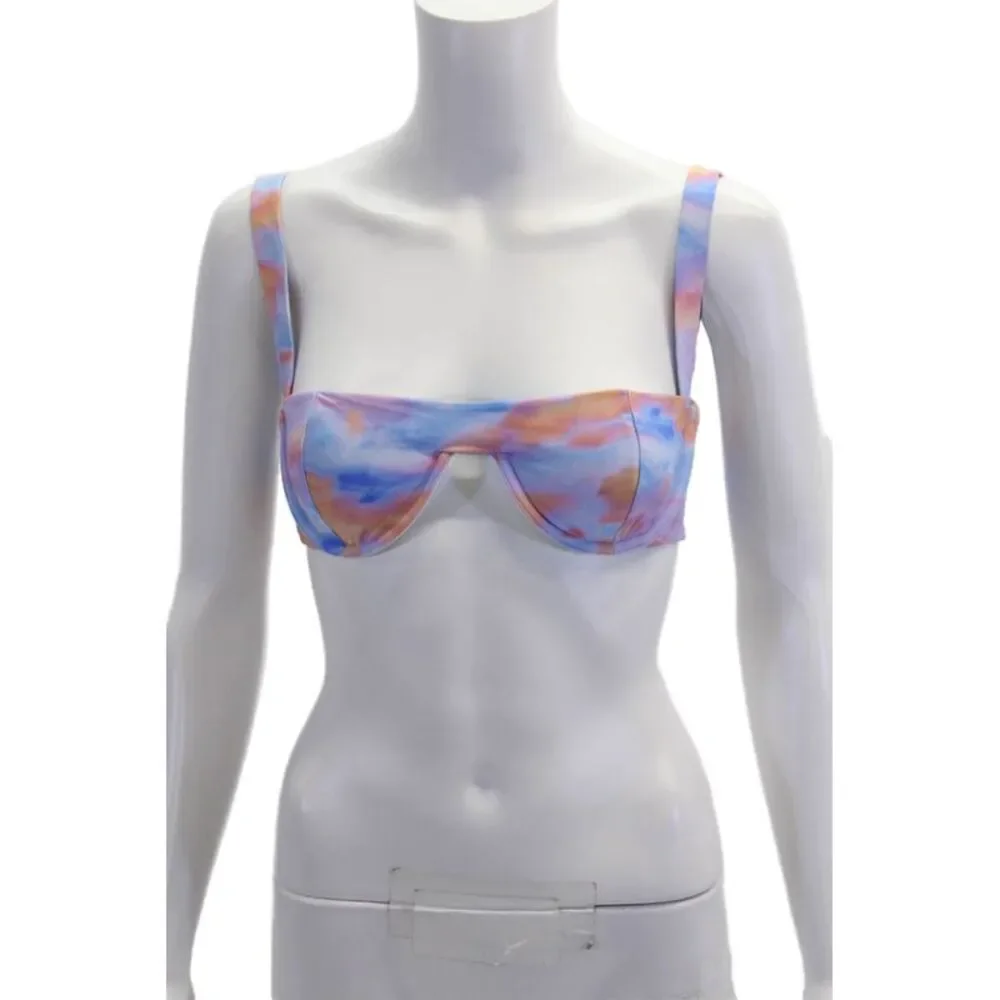 We Wore What Womens Underwired Sunset Sorrento Bikini Top Blue Multi Medium